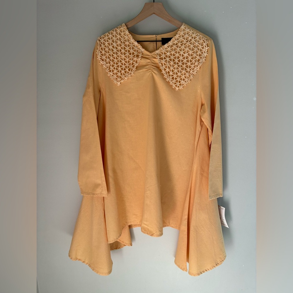 Ella Belle Linen Lagenlook Lace Collar‎ Dress Top Size Large